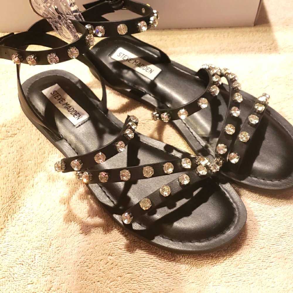 Rhinestone Straps Sandals /Steve Madden "New"
